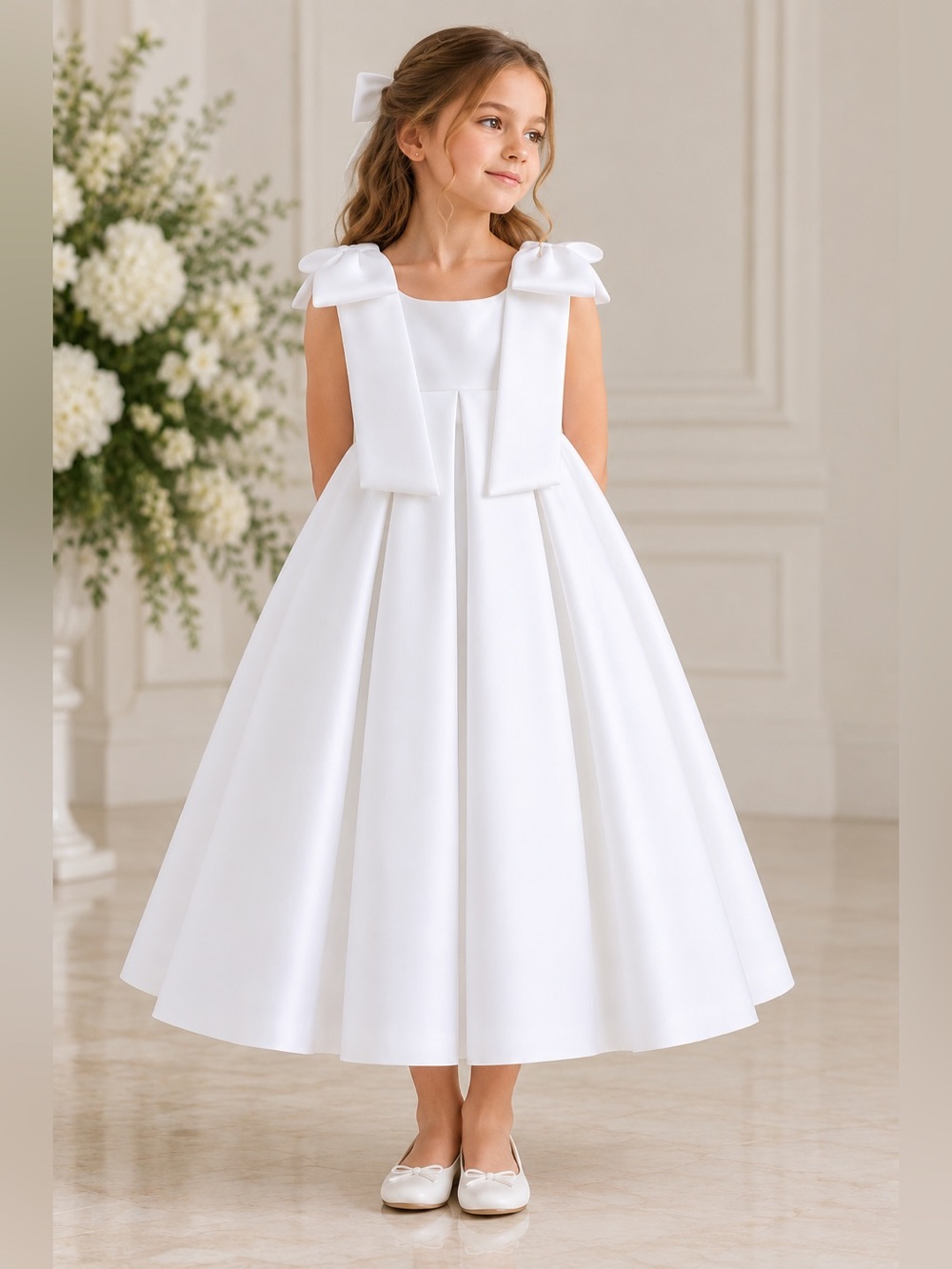 Girls White Dress first communion flower girl dress Tulleen